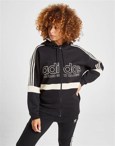 schwarzer adidas hoodie mit seiten logo jd|Adidas Hoodies .